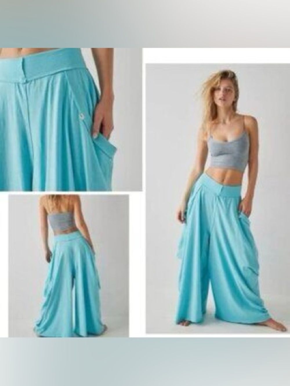 Free People Aqua Wide-Leg parachute pants